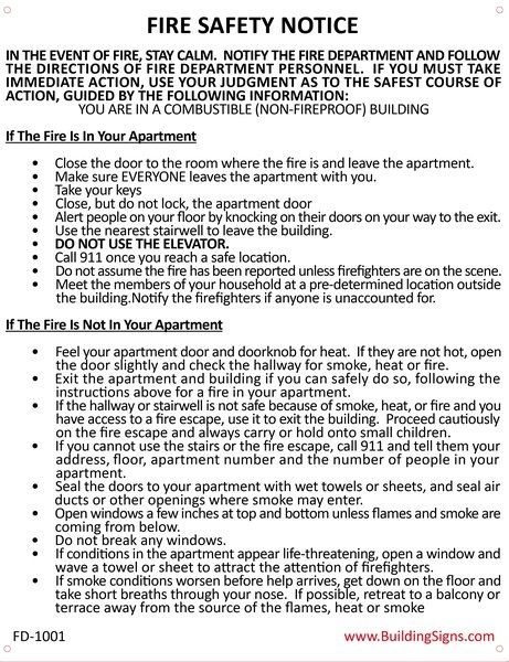 Fire Department Notice - Fire Safety Notice: Combustible Buildings Sign