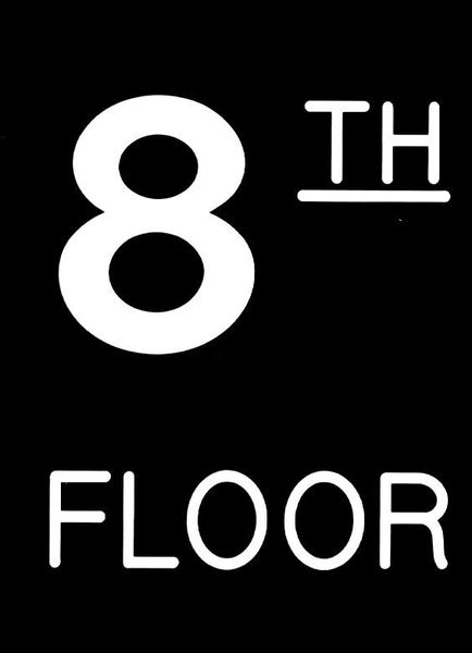 Floor number Eight (8) sign Engraved Plastic (FLOOR NUMBER SIGNS 4.5X6)