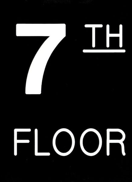 Floor number Seven (7) sign Engraved Plastic (FLOOR SIGNS 4.5X6)