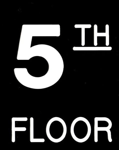 Floor number Five (5) sign Engraved Plastic (FLOOR SIGNS 4.5X6)
