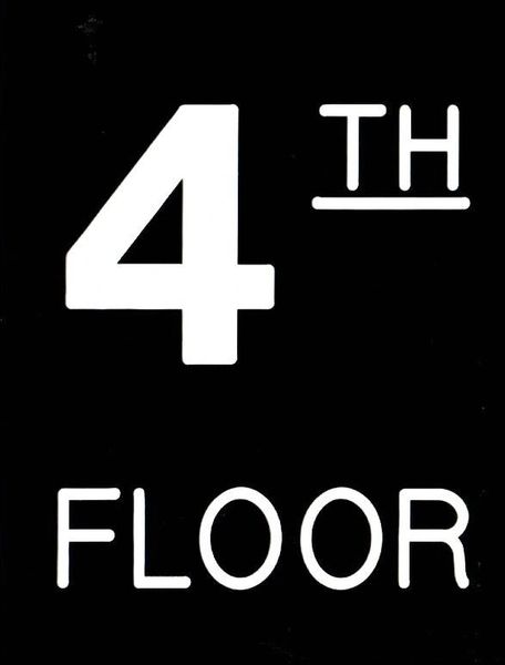 Floor number Four (4) sign Engraved Plastic (FLOOR SIGNS 4.5X6)
