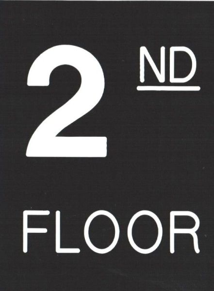 Floor number two (2) sign Engraved Plastic (FLOOR SIGNS 4.5X6)
