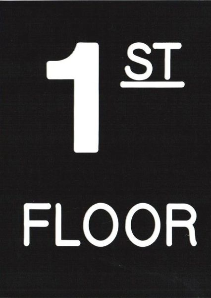 Floor number one (1) sign Engraved Plastic (FLOOR SIGNS 4.5X6)