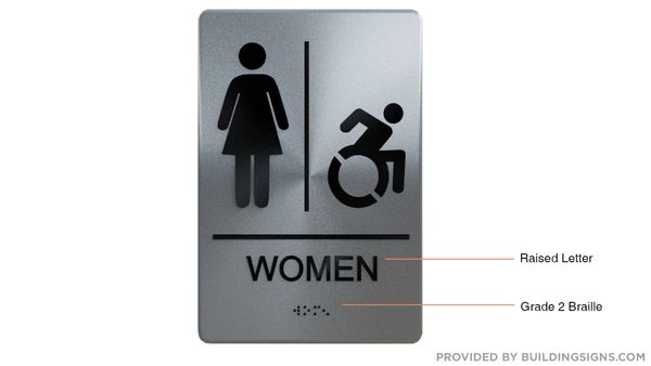 WOMEN ACCESSIBLE RESTROOM SIGN - The sensation line- Tactile Touch Braille Sign