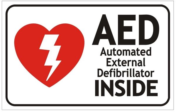 AED INSIDE SIGN- AUTOMATED EXTERNAL DEFIBRILLATOR INSIDE SIGN (ALUMINUM SIGNS 3.5X5.5)
