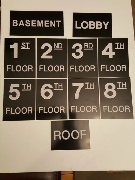 Floor number Sign Set Engraved Plastic