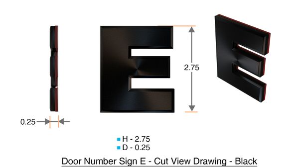 z- APARTMENT, DOOR AND MAILBOX LETTER E SIGN - LETTER SIGN E- BLACK (HIGH QUALITY PLASTIC DOOR SIGNS 0.25 THICK)