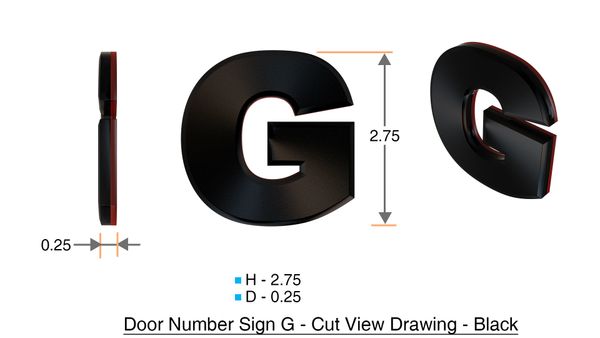 DOB SIGNS: G SIGN– BLACK (PLASTIC LETTERS FOR MAIL BOXES IN NYC)