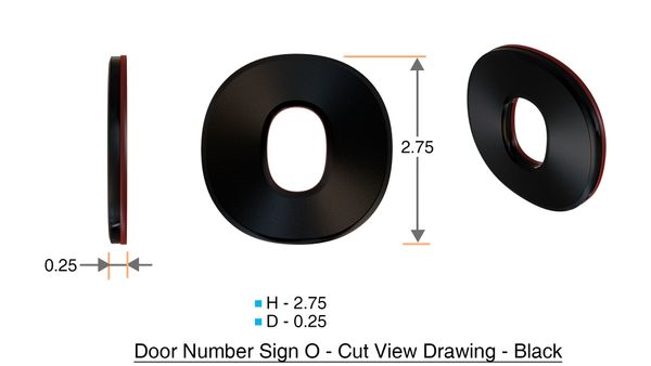 z- APARTMENT, DOOR AND MAILBOX LETTER O SIGN - LETTER SIGN O- BLACK (HIGH QUALITY PLASTIC DOOR SIGNS 0.25 THICK)