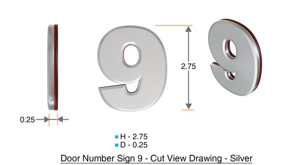 z- APARTMENT, DOOR AND MAILBOX NUMBER ZERO SIGN - 0 SIGN- SILVER (HIGH QUALITY PLASTIC DOOR SIGNS 0.25 THICK)