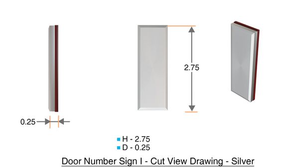 z- APARTMENT, DOOR AND MAILBOX LETTER I SIGN - LETTER SIGN I- SILVER (HIGH QUALITY PLASTIC DOOR SIGNS 0.25 THICK)