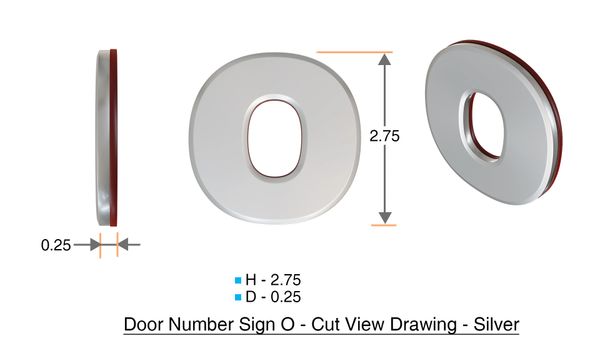 z- APARTMENT, DOOR AND MAILBOX LETTER O SIGN - LETTER SIGN O- SILVER (HIGH QUALITY PLASTIC DOOR SIGNS 0.25 THICK)