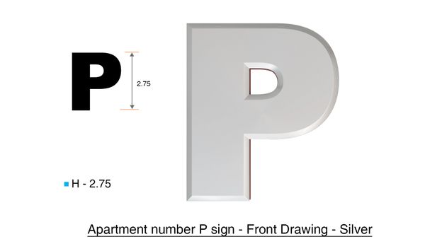 z- APARTMENT, DOOR AND MAILBOX LETTER P SIGN - LETTER SIGN P- SILVER (HIGH QUALITY PLASTIC DOOR SIGNS 0.25 THICK)