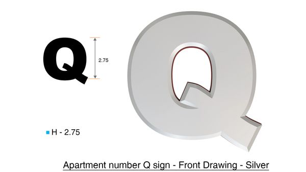 z- APARTMENT, DOOR AND MAILBOX LETTER Q SIGN - LETTER SIGN Q- SILVER (HIGH QUALITY PLASTIC DOOR SIGNS 0.25 THICK)