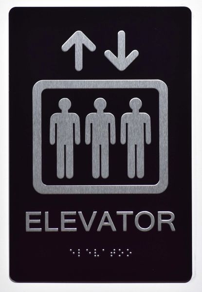 Elevator SIGN- BRAILLE (ALUMINUM SIGNS 9X6)- The Sensation Line- Tactile Touch Braille Sign