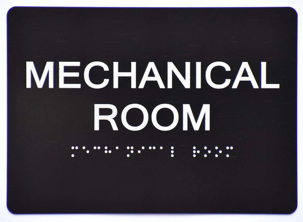 Mechanical Room Sign- BLACK- BRAILLE (ALUMINUM SIGNS 5X7)- The Sensation Line- Tactile Touch Braille Sign