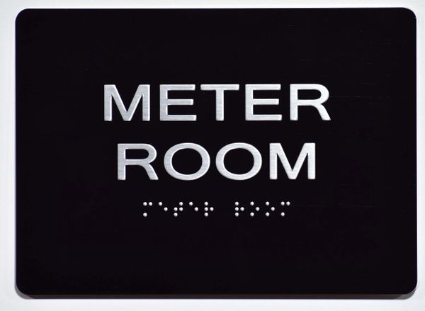 Meter Room SIGN- BLACK- BRAILLE (ALUMINUM SIGNS 5X7)- The Sensation Line- Tactile Touch Braille Sign