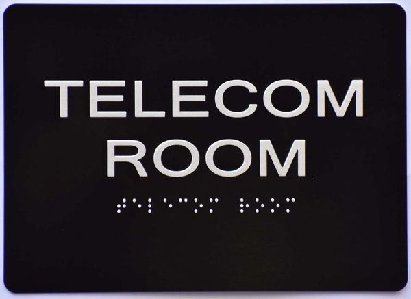 TELECOM ROOM Sign- BRAILLE (ALUMINUM SIGNS 5X7)- The Sensation Line- Tactile Touch Braille Sign