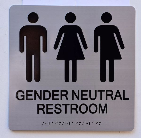 GENDER NEUTRAL UNISEX RESTROOM ADA SIGNS - SILVER