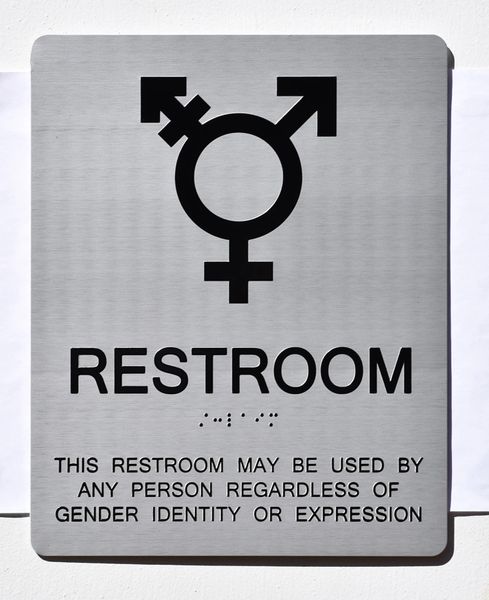 UNISEX ALL GENDER RESTROOM ADA SIGNS - SILVER