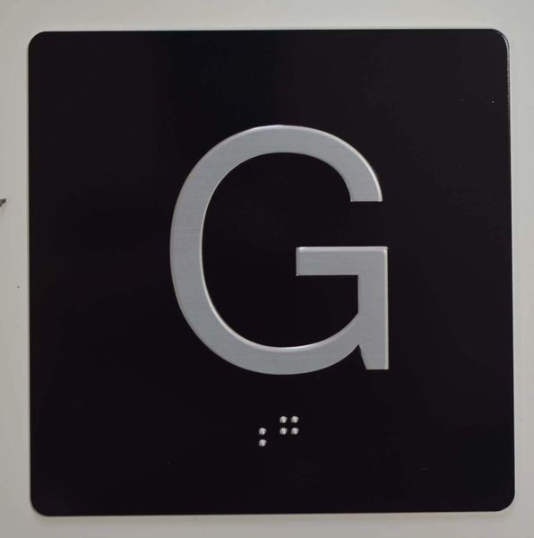 ELEVATOR JAMB- G - BLACK (ALUMINUM SIGNS 4X4)- BRAILLE - The Sensation Line- Tactile Touch Braille Sign