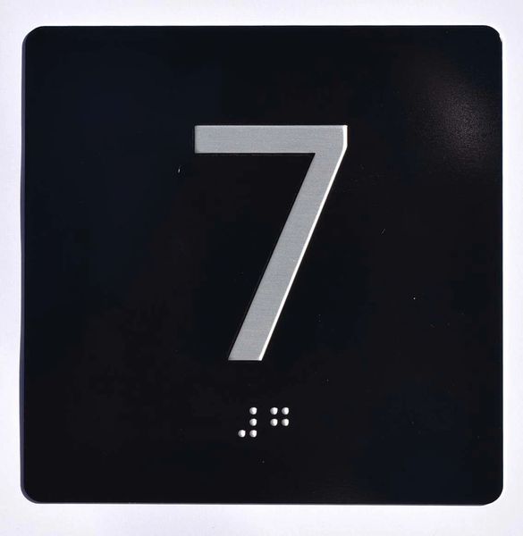 ELEVATOR JAMB- 7 - BLACK (ALUMINUM SIGNS 4X4)- BRAILLE- The Sensation Line- Tactile Touch Braille Sign