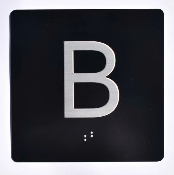 ELEVATOR JAMB- B - BLACK (ALUMINUM SIGNS 4X4)- BRAILLE- The Sensation Line- Tactile Touch Braille Sign