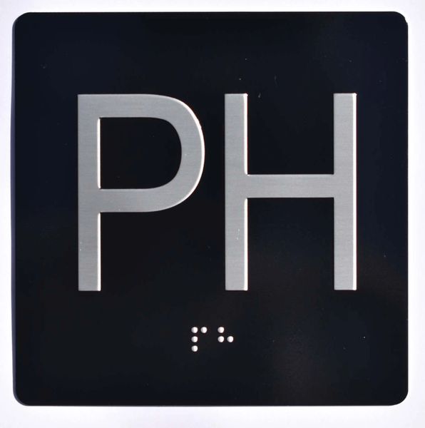 ELEVATOR JAMB- PH - BLACK (ALUMINUM SIGNS 4X4)- BRAILLE- The Sensation Line- Tactile Touch Braille Sign