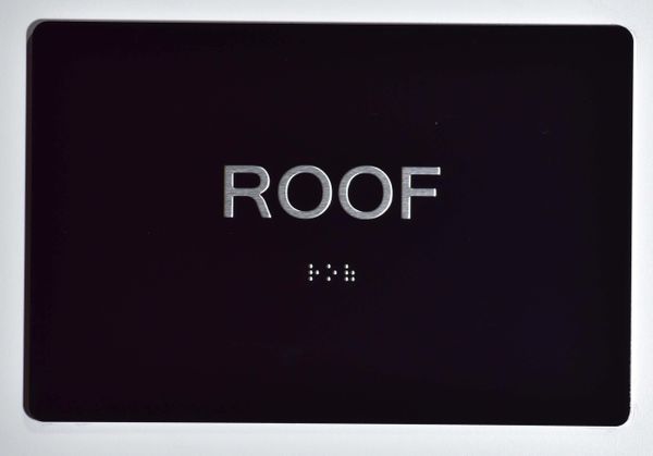 ROOF SIGN - BLACK- BRAILLE (ALUMINUM SIGNS 5X7) - The Sensation Line- Tactile Touch Braille Sign
