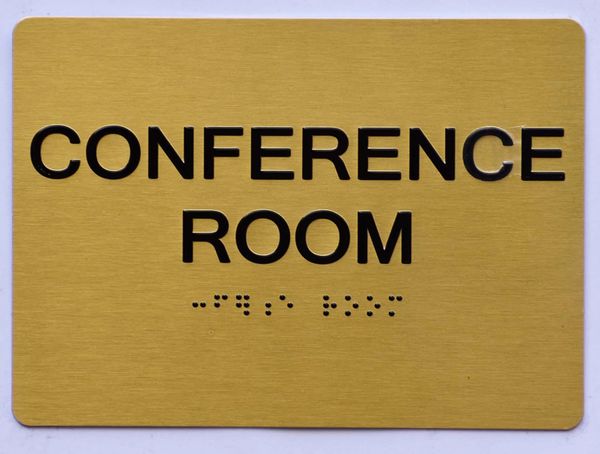 CONFERENCE ROOM Sign- GOLD- BRAILLE (ALUMINUM SIGNS 5X7)- The Sensation Line