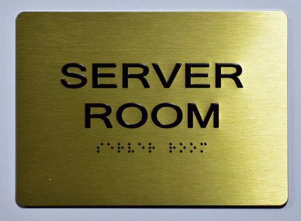 Server Room SIGN - GOLD- BRAILLE (ALUMINUM SIGNS 5X7)- The Sensation Line- Tactile Touch Braille Sign