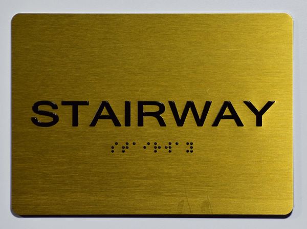 Stairway SIGN- GOLD- BRAILLE (ALUMINUM SIGNS 5X7)- The Sensation Line
