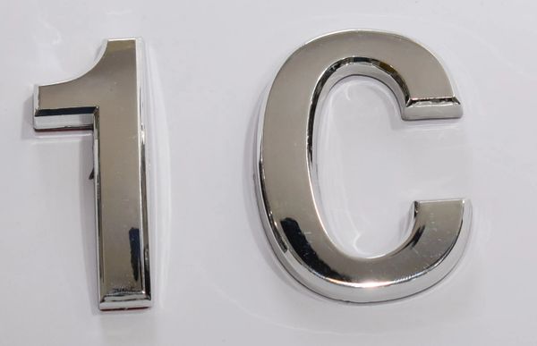 z- APARTMENT, DOOR AND MAILBOX LETTER 1C SIGN - LETTER SIGN 1 C- SILVER (HIGH QUALITY PLASTIC DOOR SIGNS 0.25 THICK)