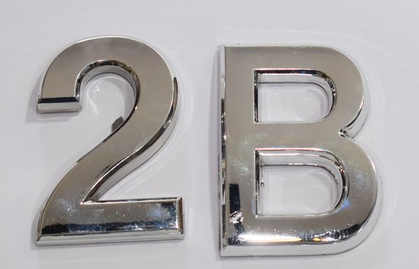 z- APARTMENT, DOOR AND MAILBOX LETTER 2B SIGN - LETTER SIGN 2 B- SILVER (HIGH QUALITY PLASTIC DOOR SIGNS 0.25 THICK)