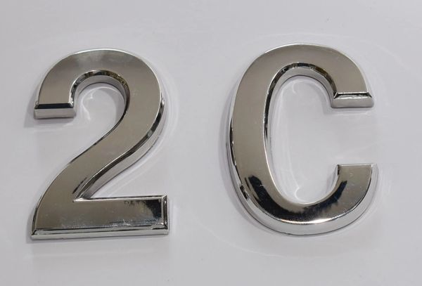 z- APARTMENT, DOOR AND MAILBOX LETTER 2C SIGN - LETTER SIGN 2 C- SILVER (HIGH QUALITY PLASTIC DOOR SIGNS 0.25 THICK)