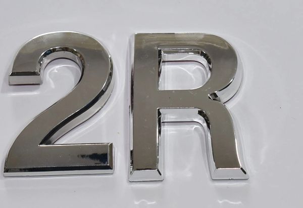 z- APARTMENT, DOOR AND MAILBOX LETTER 2R SIGN - LETTER SIGN 2 R- SILVER (HIGH QUALITY PLASTIC DOOR SIGNS 0.25 THICK)