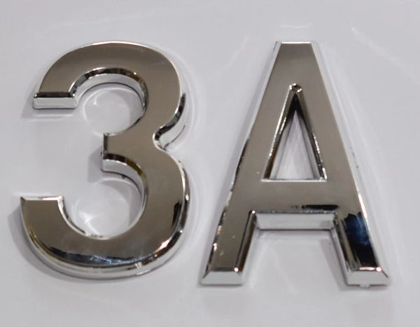 z- APARTMENT, DOOR AND MAILBOX LETTER 3A SIGN - LETTER SIGN 3 A- SILVER (HIGH QUALITY PLASTIC DOOR SIGNS 0.25 THICK)