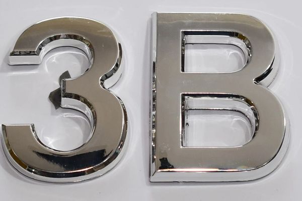 z- APARTMENT, DOOR AND MAILBOX LETTER 3B SIGN - LETTER SIGN 3 B- SILVER (HIGH QUALITY PLASTIC DOOR SIGNS 0.25 THICK)