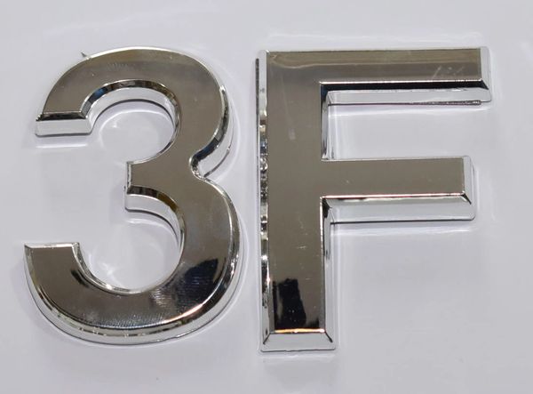z- APARTMENT, DOOR AND MAILBOX LETTER 3F SIGN - LETTER SIGN 3 F- SILVER (HIGH QUALITY PLASTIC DOOR SIGNS 0.25 THICK)