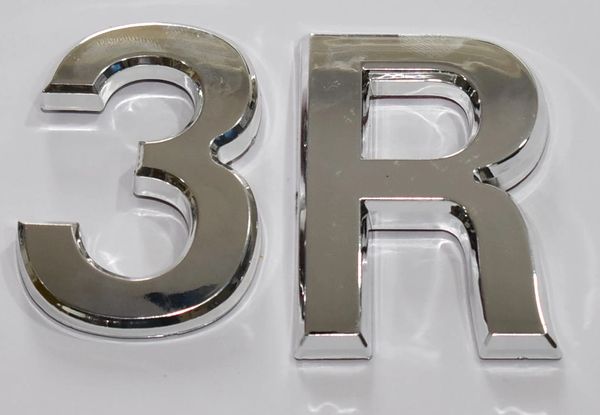 z- APARTMENT, DOOR AND MAILBOX LETTER 3R SIGN - LETTER SIGN 3 R- SILVER (HIGH QUALITY PLASTIC DOOR SIGNS 0.25 THICK)