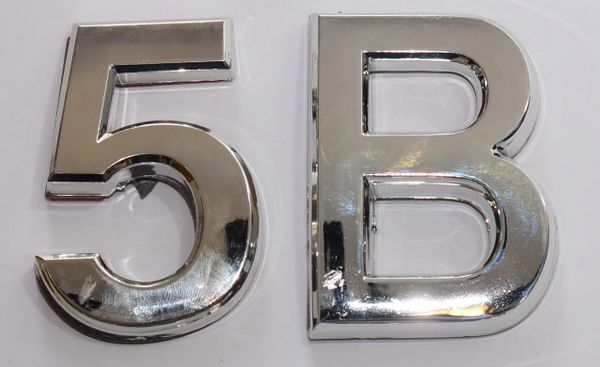 z- APARTMENT, DOOR AND MAILBOX LETTER 5B SIGN - LETTER SIGN 5 B- SILVER (HIGH QUALITY PLASTIC DOOR SIGNS 0.25 THICK)