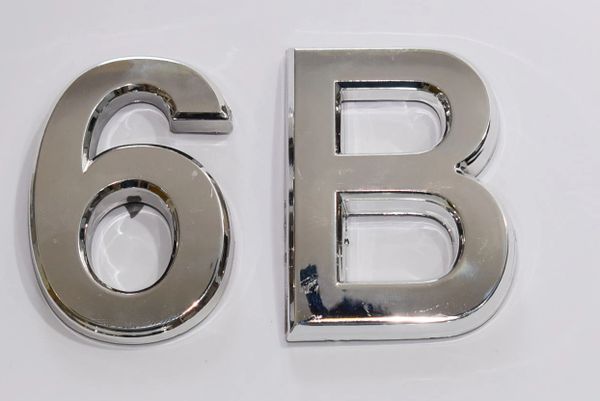 Z- APARTMENT, DOOR AND MAILBOX LETTER 6B SIGN - LETTER SIGN 6 B- SILVER (HIGH QUALITY PLASTIC DOOR SIGNS 0.25 THICK)