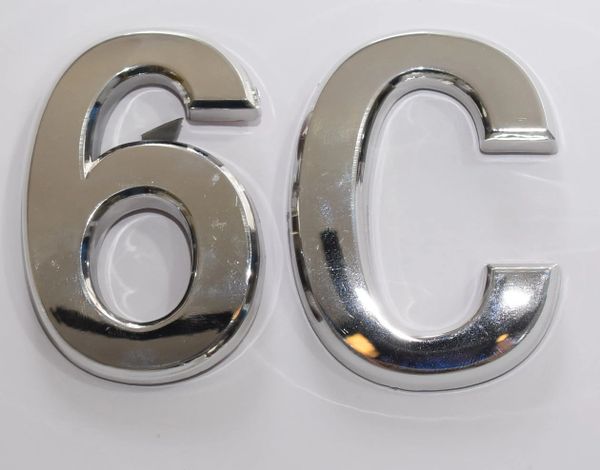 z- APARTMENT, DOOR AND MAILBOX LETTER 6C SIGN - LETTER SIGN 6 C- SILVER (HIGH QUALITY PLASTIC DOOR SIGNS 0.25 THICK)