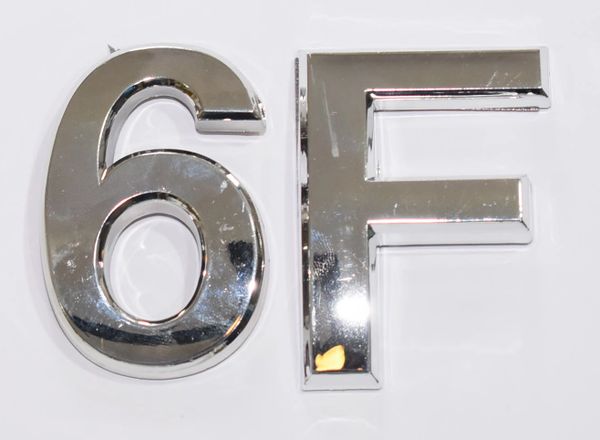 z- APARTMENT, DOOR AND MAILBOX LETTER 6F SIGN - LETTER SIGN 6 F- SILVER (HIGH QUALITY PLASTIC DOOR SIGNS 0.25 THICK)