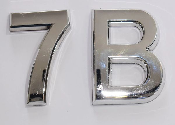 z- APARTMENT, DOOR AND MAILBOX LETTER 7B SIGN - LETTER SIGN 7 B- SILVER (HIGH QUALITY PLASTIC DOOR SIGNS 0.25 THICK)