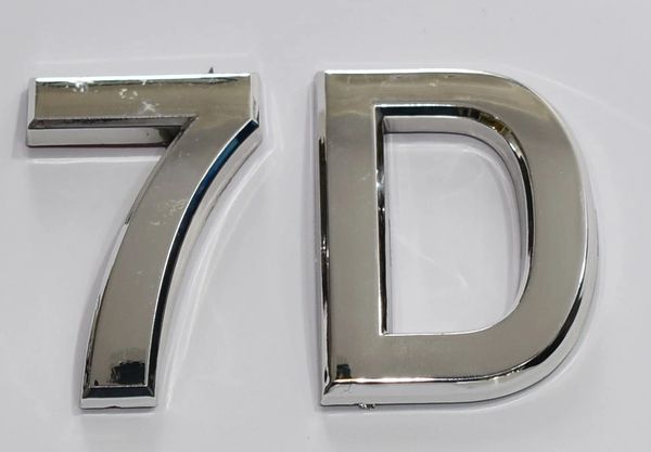 z- APARTMENT, DOOR AND MAILBOX LETTER 7D SIGN - LETTER SIGN 7 D- SILVER (HIGH QUALITY PLASTIC DOOR SIGNS 0.25 THICK)