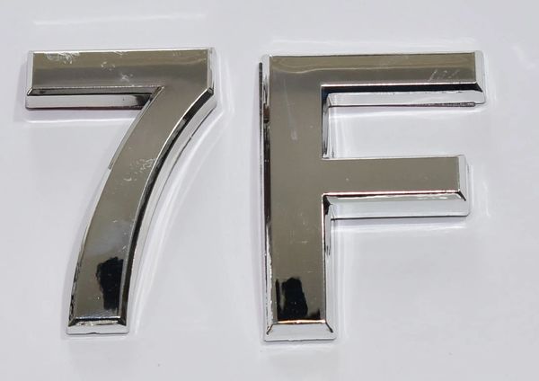 z- APARTMENT, DOOR AND MAILBOX LETTER 7F SIGN - LETTER SIGN 7 F- SILVER (HIGH QUALITY PLASTIC DOOR SIGNS 0.25 THICK)