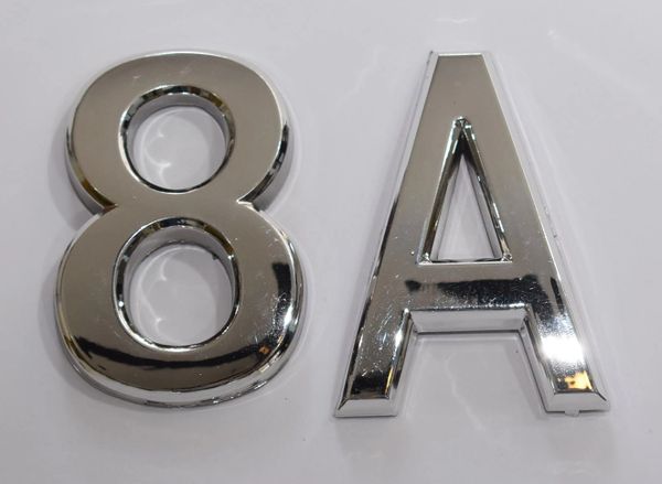 z- APARTMENT, DOOR AND MAILBOX LETTER 8A SIGN - LETTER SIGN 8 A- SILVER (HIGH QUALITY PLASTIC DOOR SIGNS 0.25 THICK)