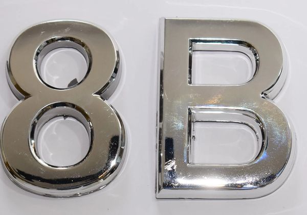 z- APARTMENT, DOOR AND MAILBOX LETTER 8B SIGN - LETTER SIGN 8 B- SILVER (HIGH QUALITY PLASTIC DOOR SIGNS 0.25 THICK)