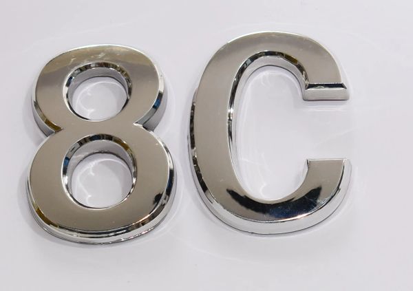 z- APARTMENT, DOOR AND MAILBOX LETTER 8C SIGN - LETTER SIGN 8 C- SILVER (HIGH QUALITY PLASTIC DOOR SIGNS 0.25 THICK)